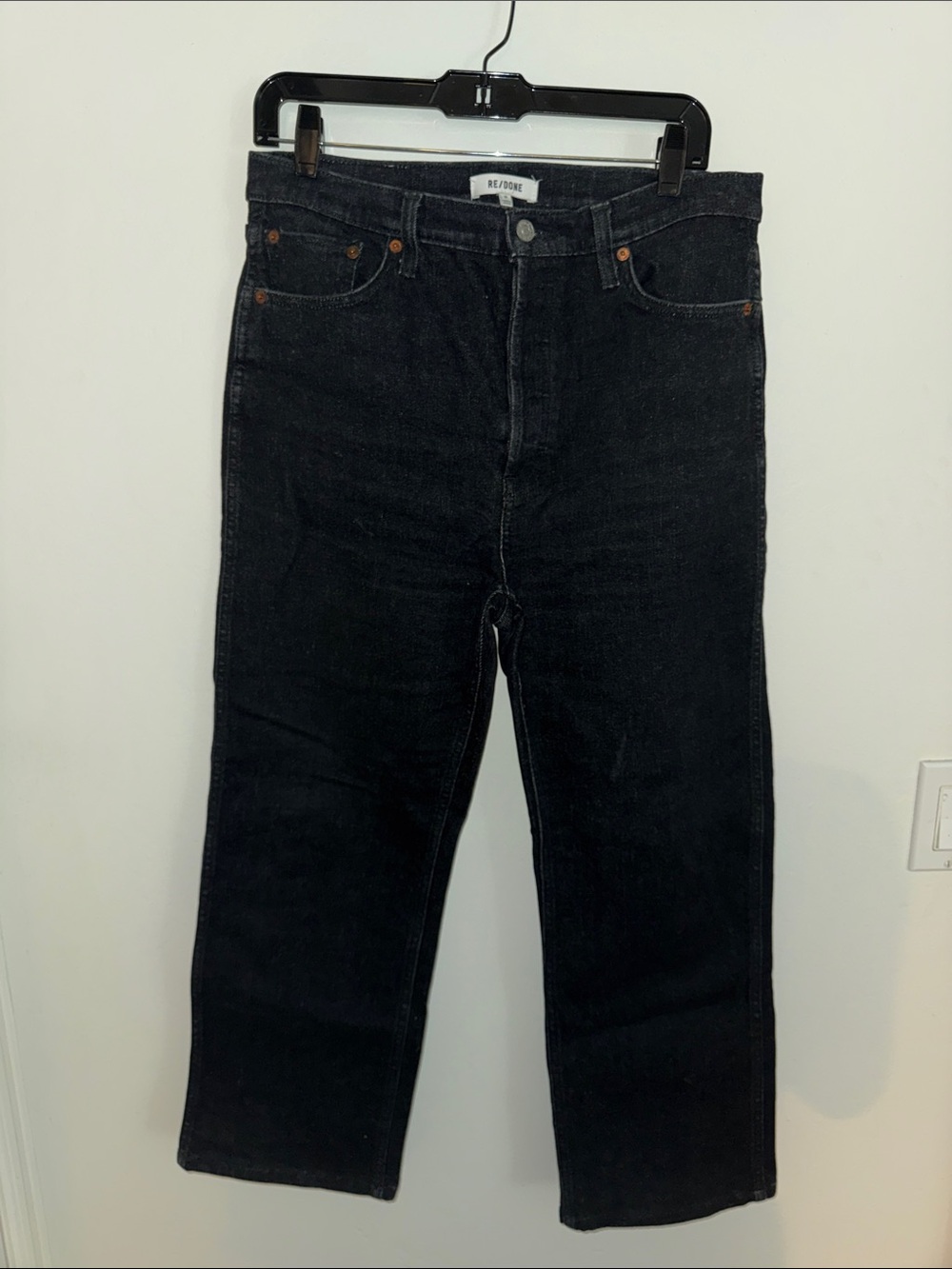 Re/Done Black Straight Jeans